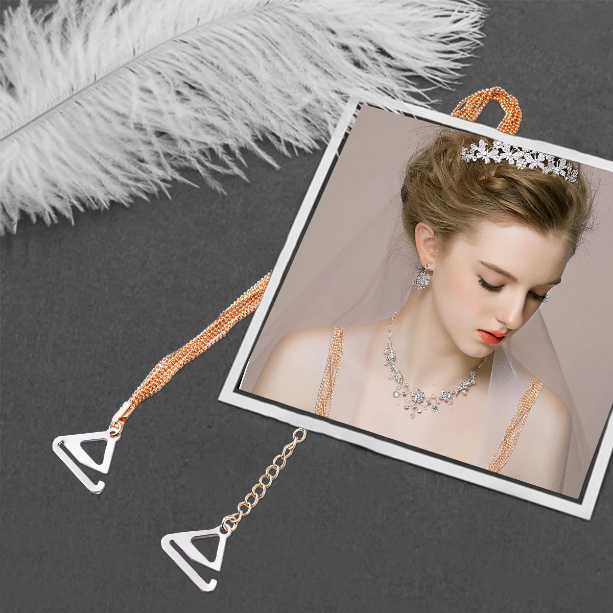 2 قطعة حمالة صدر داخلية بحزام كتف معدني متين وقابل للتعديل ومضاد للانزلاق وحزام كتف مزين بشرابة لتزيين ملابس النساء #1