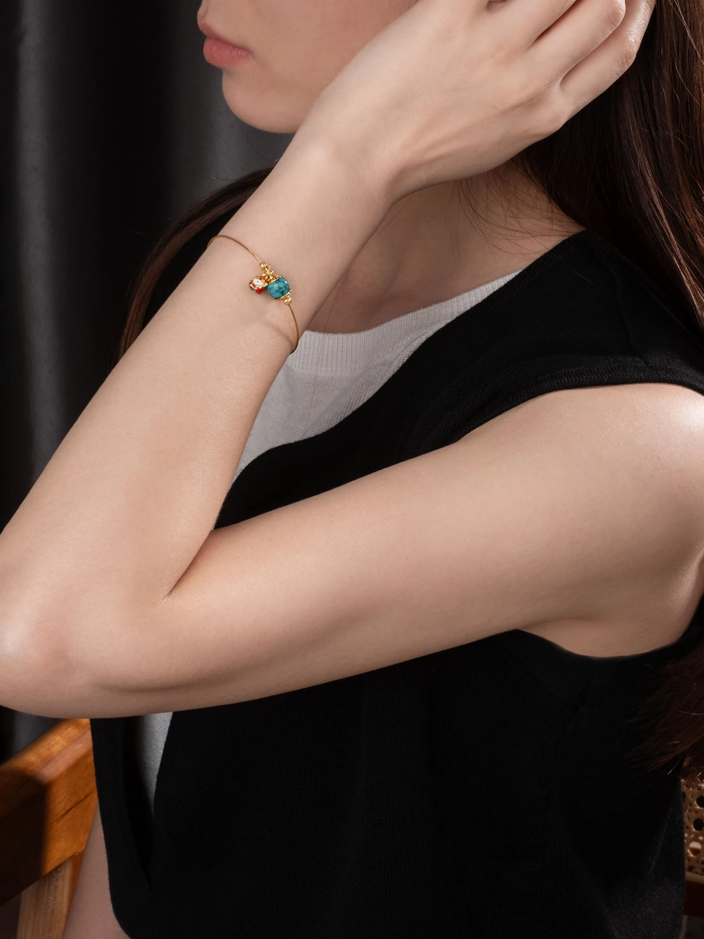 Pulsera DIY chapada en oro, borla de Nelace, cuentas Luy, colgante de aleación fina versátil, accesorios de joyería Faion