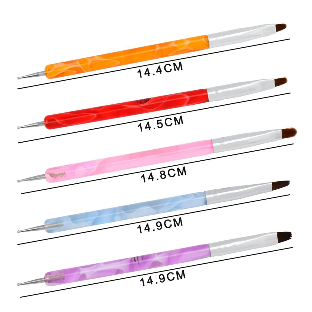 

5pcs Nail Art Drill Pen Manicure Tools Double Ended Brushes Gel Brush Acrylic Nail Carving Professional Use Longlasting