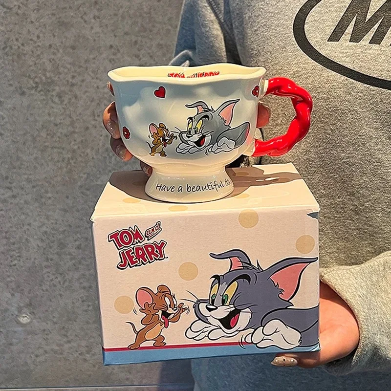 Disney Tom Jerry Animation Cartoon Peripheral Accessories Ceramic Cup Retro Coffee Cup Mug Girl Boy Couple Cup Capacity 400Ml