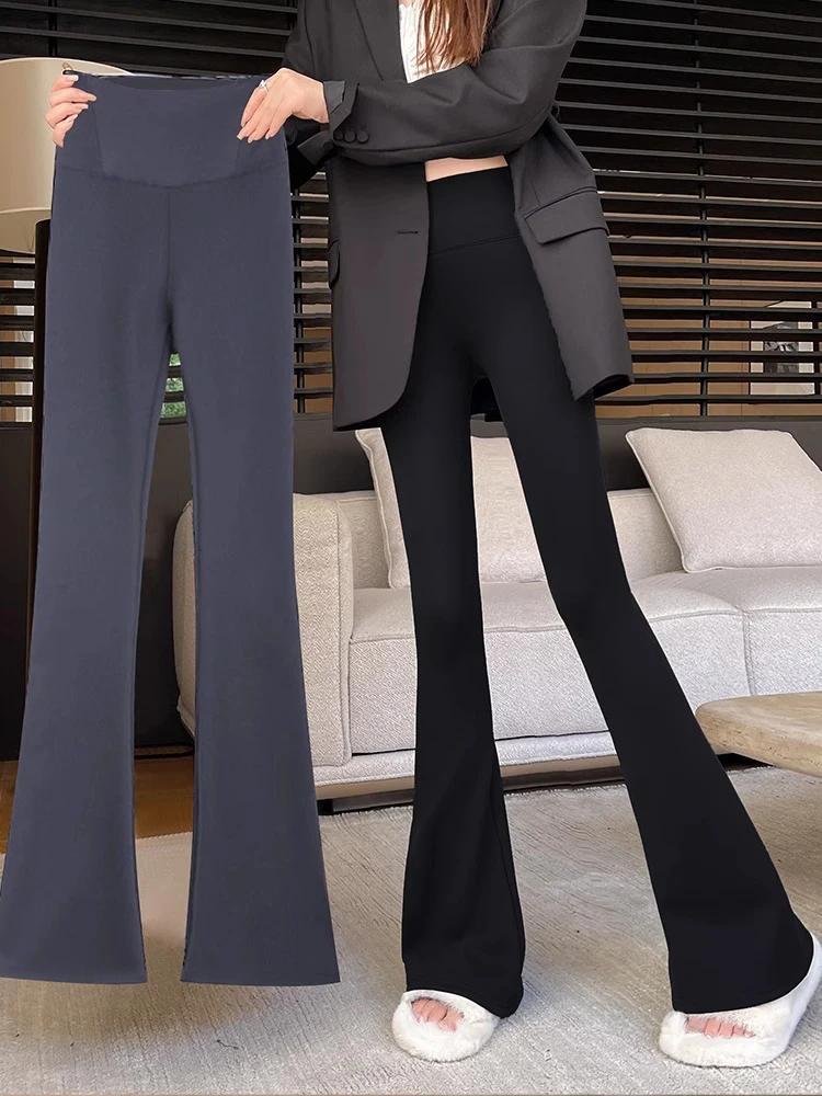 

High Waist Yoga Pants Women's Fce Lined Thiened arkskin Bell Bot Tummy Control Butt Lifting Fitn Gym Yoga Trousers