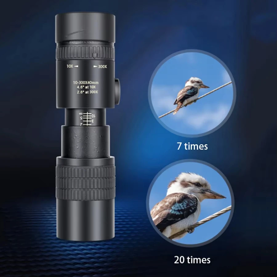 10-300x40 Zoom Telescope HD 4K Portable Strong Long Range Professional Monocular with BAK4 Prisms Ideal for Hunting Camping