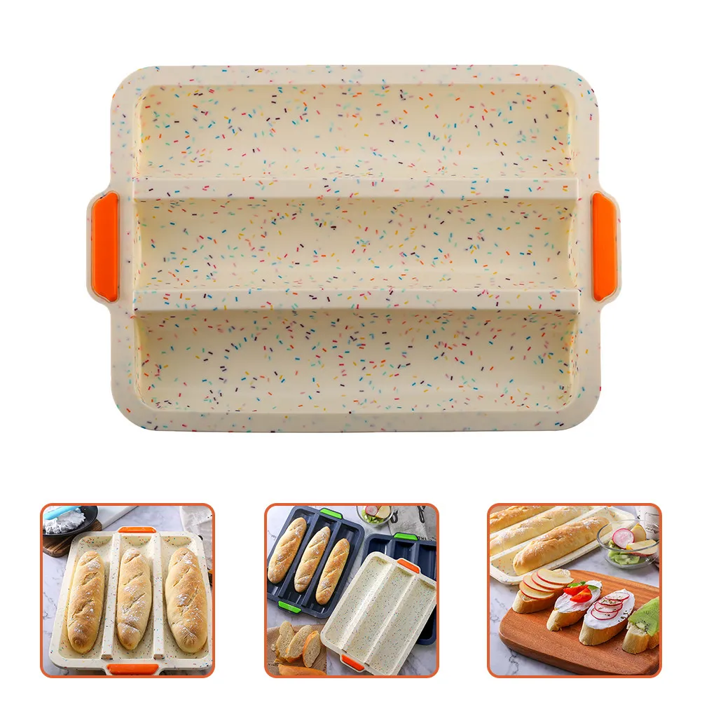 3-Slot French Bread Pan Silicone Baking Mold for Homemade Hot Dogs Whole Professional Bakery Kitchen Use Food Grade