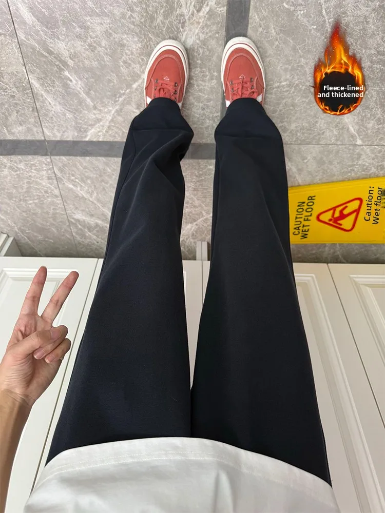 

Bla American Sle Fce Lined Straight Leg Men's Sport Pants Winter High End Feel Casual Pants Slimming Effect