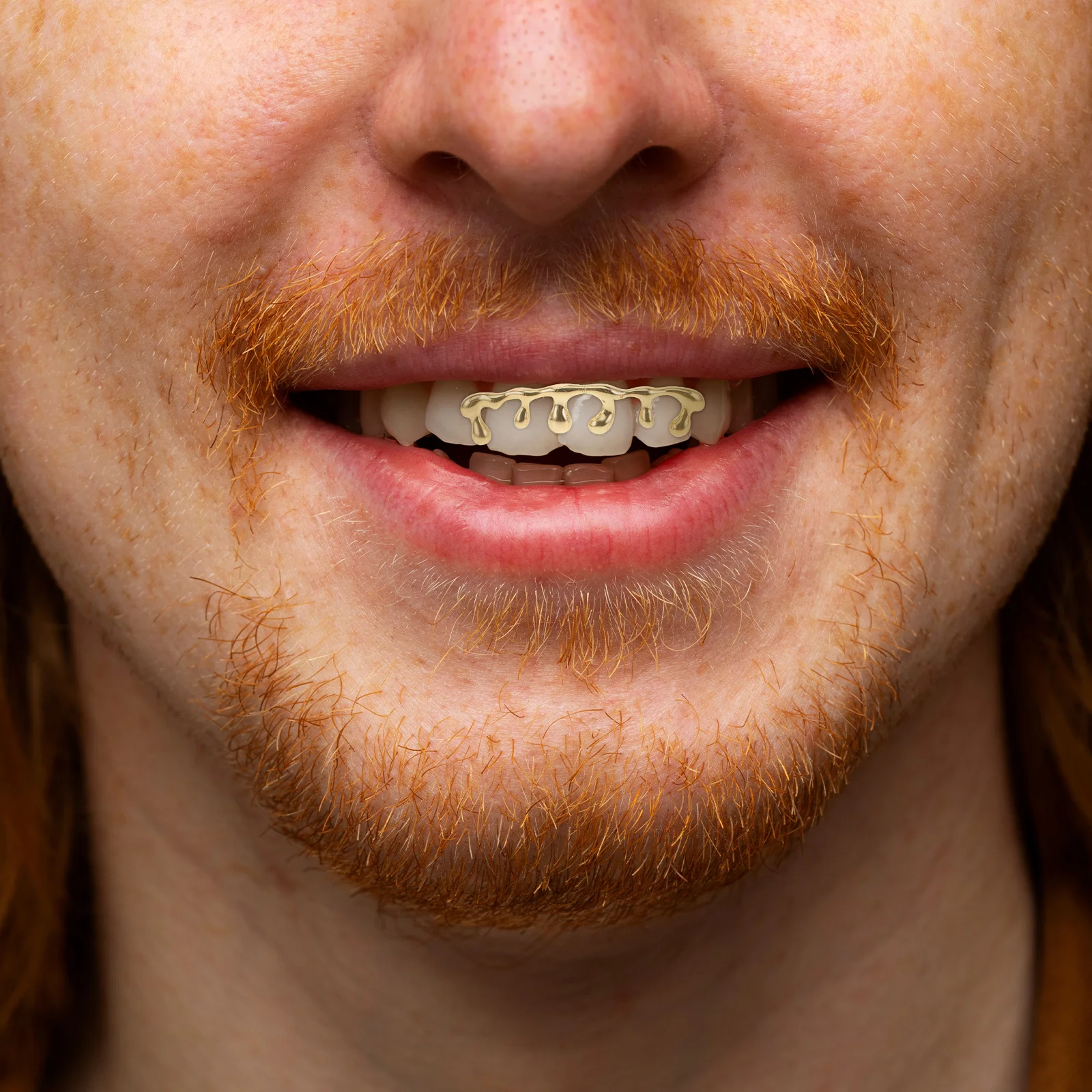 Six Tooth Gold Plated Hip Hop Teeth Cap Teardrop Drip Mouth Accessories Bottom Teeth Grill for Costume Party Hip Hop Tooth Cap