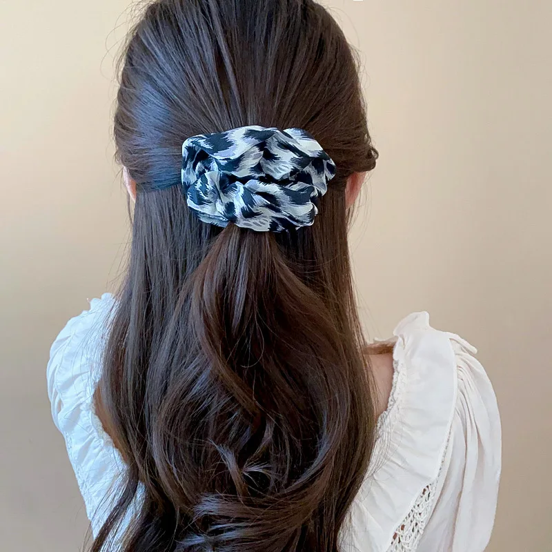 Leopard Printing Vintage Hair Ties for Women Scrunchie Ponytail Loop Holder Stretchy Elastic Hair Bands Head Ropes Accessories image 2