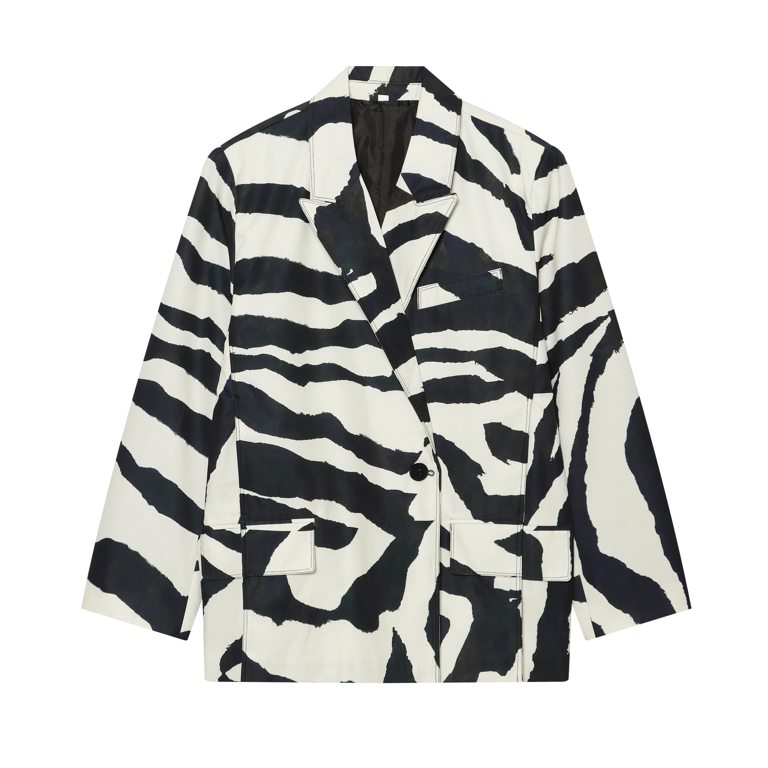 2026 Autumn Women's New Fashion Animal Zebra Printed Suit Jackets Lady Elegant Pockets Button Straight LapelLoose Blazer Coats