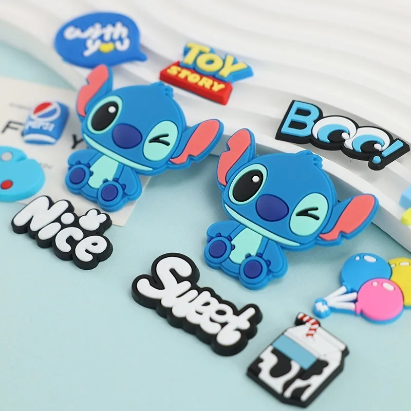 Disney Stitch PVC DIY Soft Rubber Accessories for Mobile Phone Case Refrigerator Patch Shoe Charms Water Cup Decoration Material