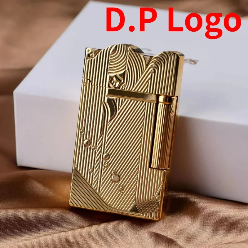 Gold Sleep Mermaid Pattern Vintage Lighter Cigarette Smoking Gas Lighters Classic Sound Metal Lighters Fire Men Collection