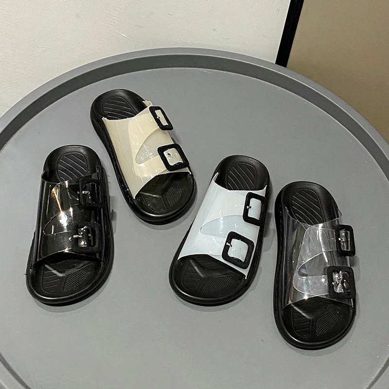 Summer Kids Boys Girls Slides Sandals For Children Shoes Transparent Fashion Simple Classic Soft Beach Sandals Slippers