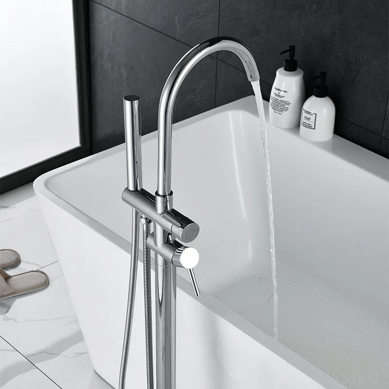 

Black/Chrome/Gun Gray Floor-Standing Bathtub Freestanding Faucet Shower Floor Hand Bathtub Hot&Cold Mixer Water Tap