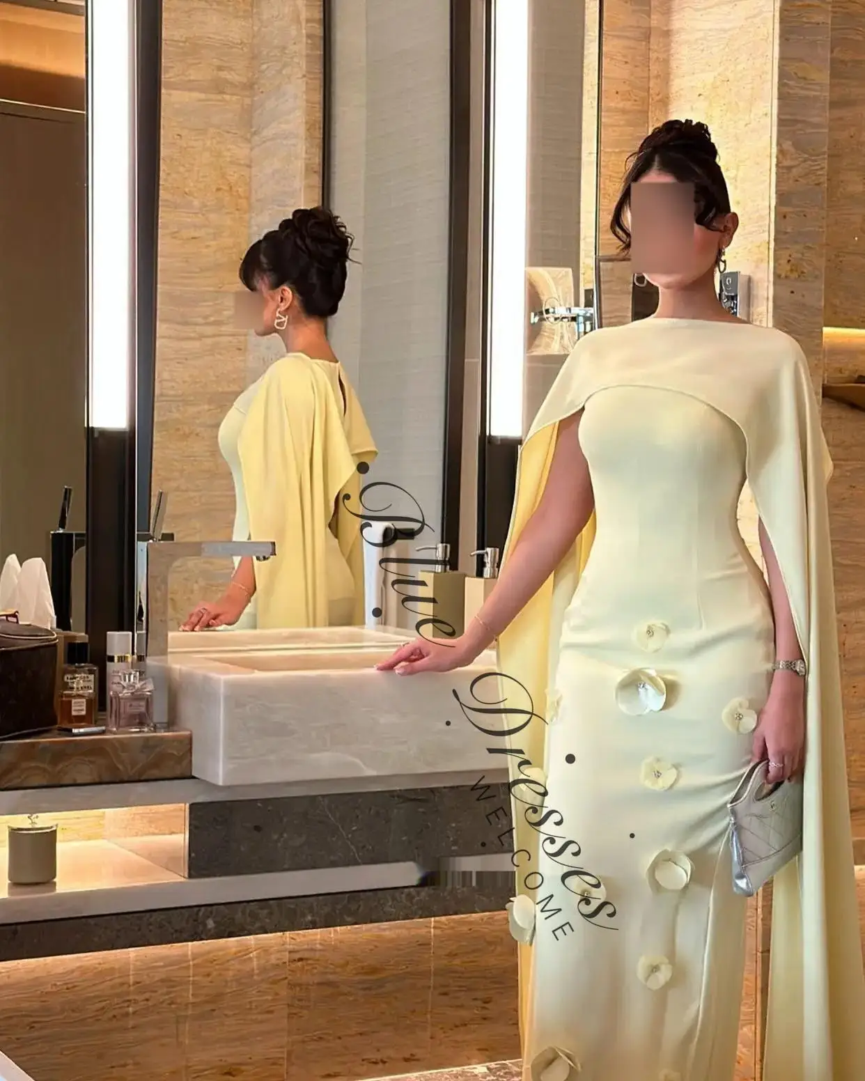 Abiti da sera personalizzati Lunghezza pavimento Fiori 3D Abiti da ballo Abiti da festa formali da donna Abito da damigella d'onore di metà-orientale