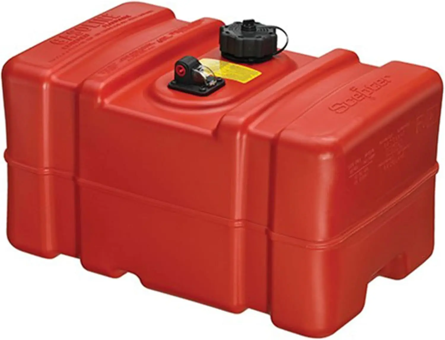 Portable Rectangular Tall Profile Marine Fuel Tank Caddy, Fuel Can Container with Vented Cap for Boats and Watercraft