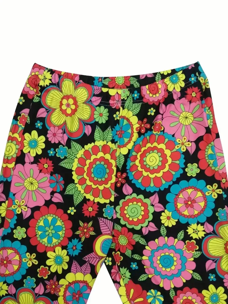 Pantalones acampanados estampados de estilo bohemio para mujer, pantalones cómodos sexys informales elásticos