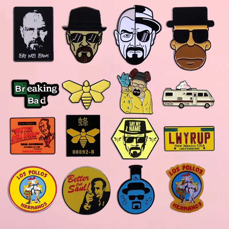 Pin esmaltado de la serie de televisión clásica Breaking Bad, Pin para mochila para hombre, insignia de Metal, broche, chaqueta, accesorios de ropa vaquera, regalos de joyería