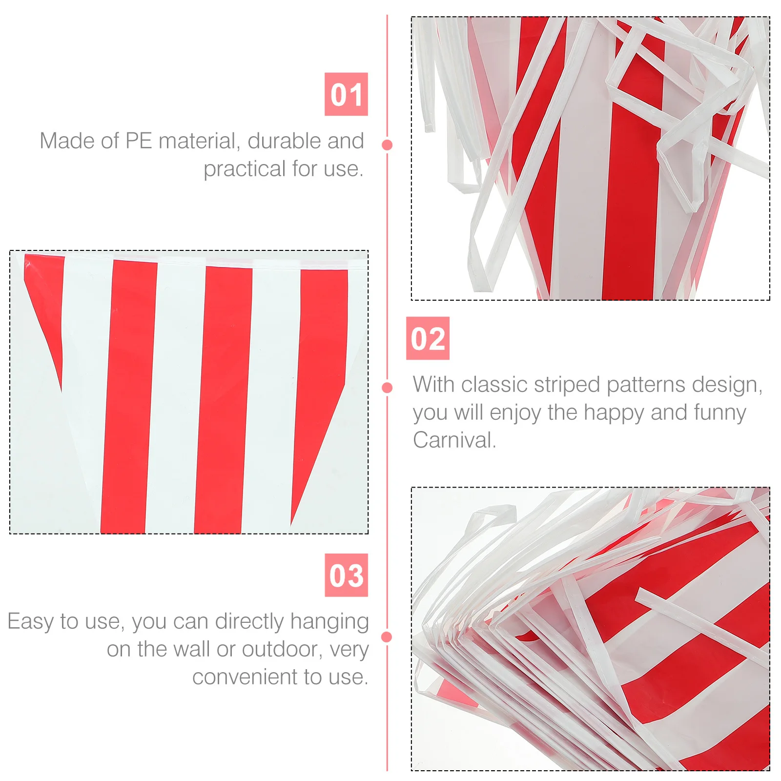 

1 set 1 Set Party Bunting Flag Carnival Hanging Banner Striped Design For Outdoor Indoor Decorations Circus Theme Party Supplies