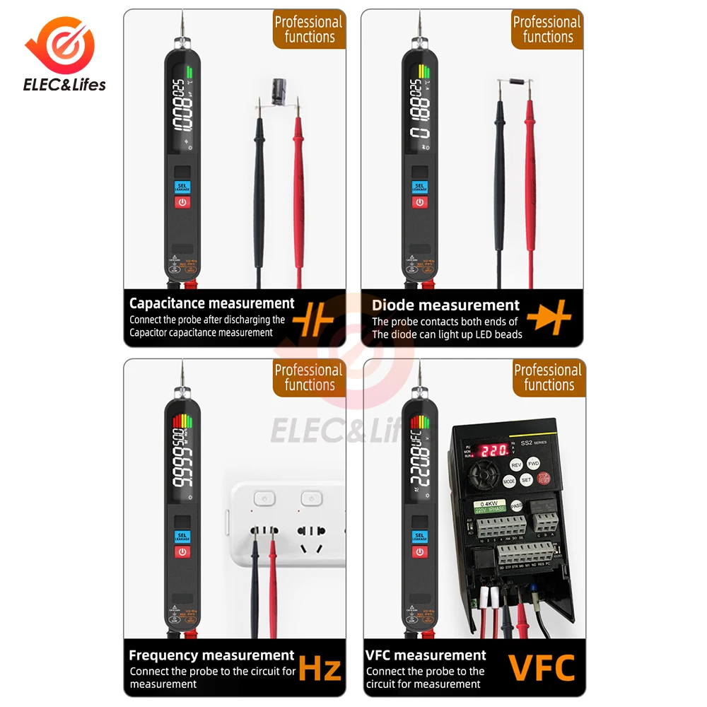 S40X LCD مقياس متعدد رقمي ، جهاز اختبار جهد التسرب ، صمام ثنائي جهد تيار مستمر قابل لإعادة الشحن ، قلم كهربائي مقاوم للسعة