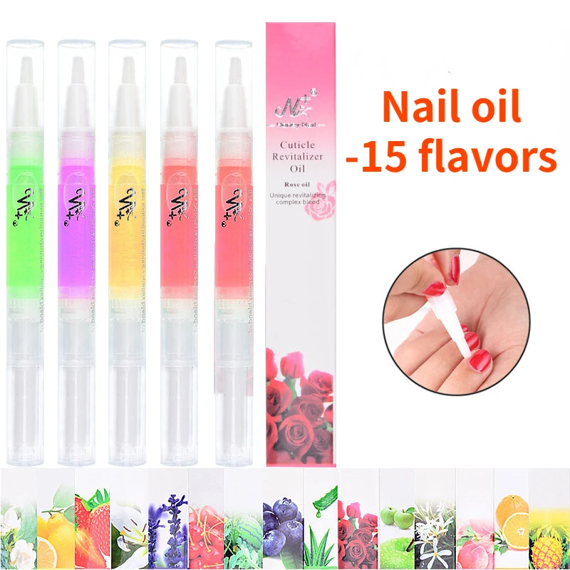 Nail Nutrition Oil-15 Flavors Nail Nutrition Pen Nail Polish Finger Oil Pen Softening Agent Pen Apple Blueberry Strawberry Lemon