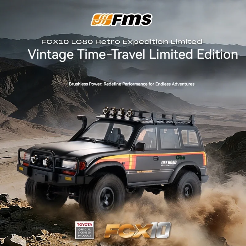

Fms New 1/10 FCX10 Land Cruiser Lc80 Limited Black Brushless Version Simulated Travel RC Off-Road Climbing Car Gift For Boys