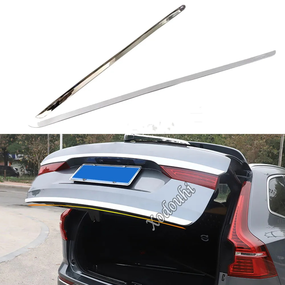 Car Stick Body Rear Back Door License Tailgate Bumper Frame For Volvo XC60 2018 2019 2020 2021 Plate Trim Trunk 1pcs Accessory