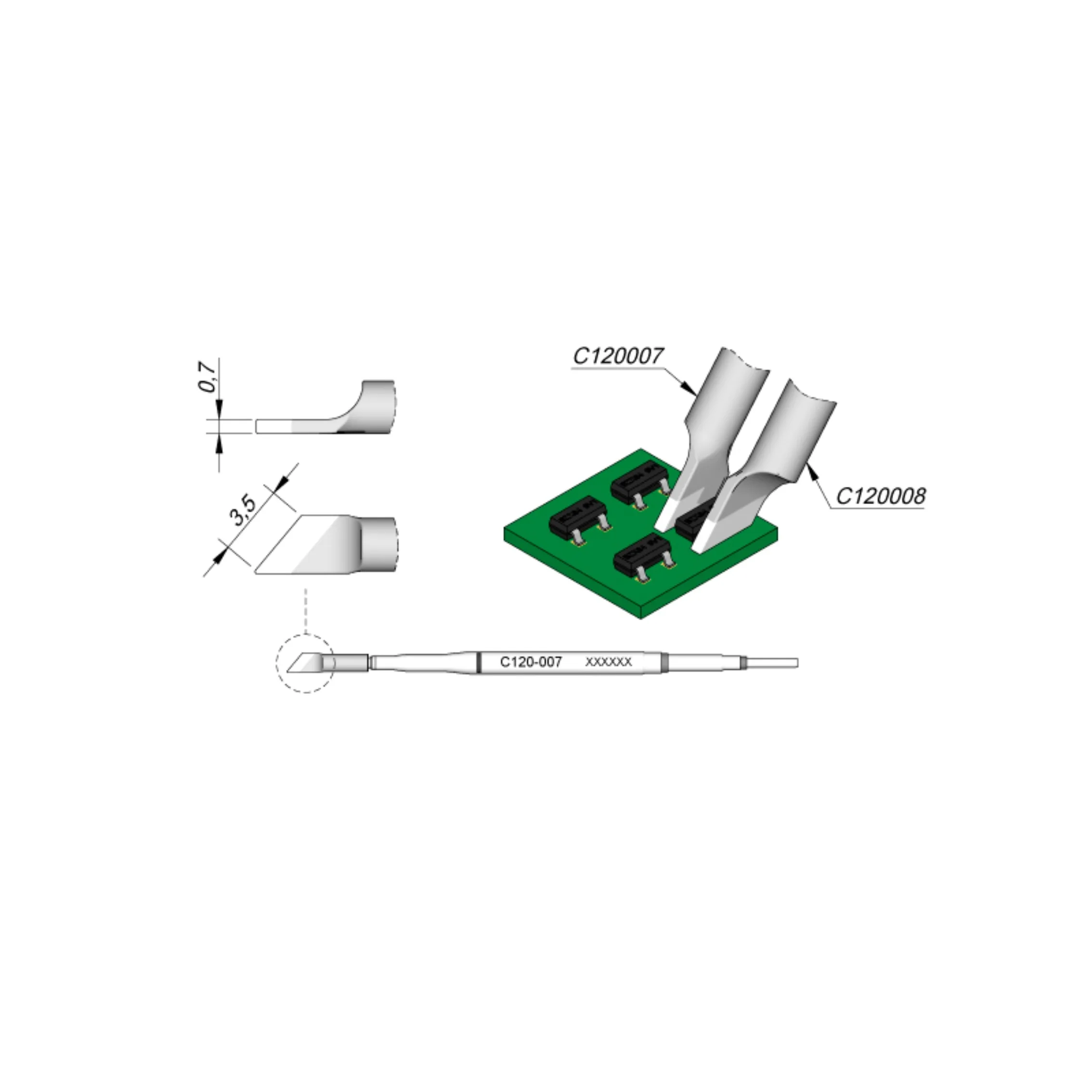 

Original JBC C120-007 C120-008 Soldering Iron Tips For PA120-A Tweezer