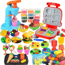 Plasticina colorida fazendo brinquedos para crianças, Criativo DIY Handmade Mold Tool, Ice Cream Noodles Machine, Play House Toys, Presente de argila colorida