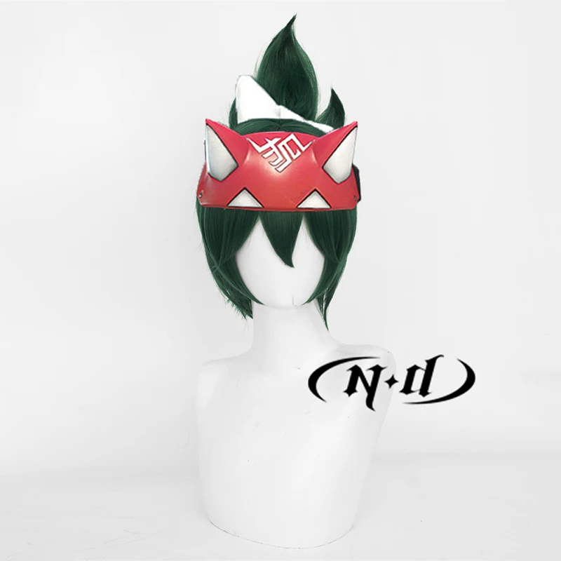 ND Overwatch Cosplay Wigs Kiriko Cosplay Dark Green Hair Wigs for Game Comic Con Coser Costume Party Heat Resistant Synthetic