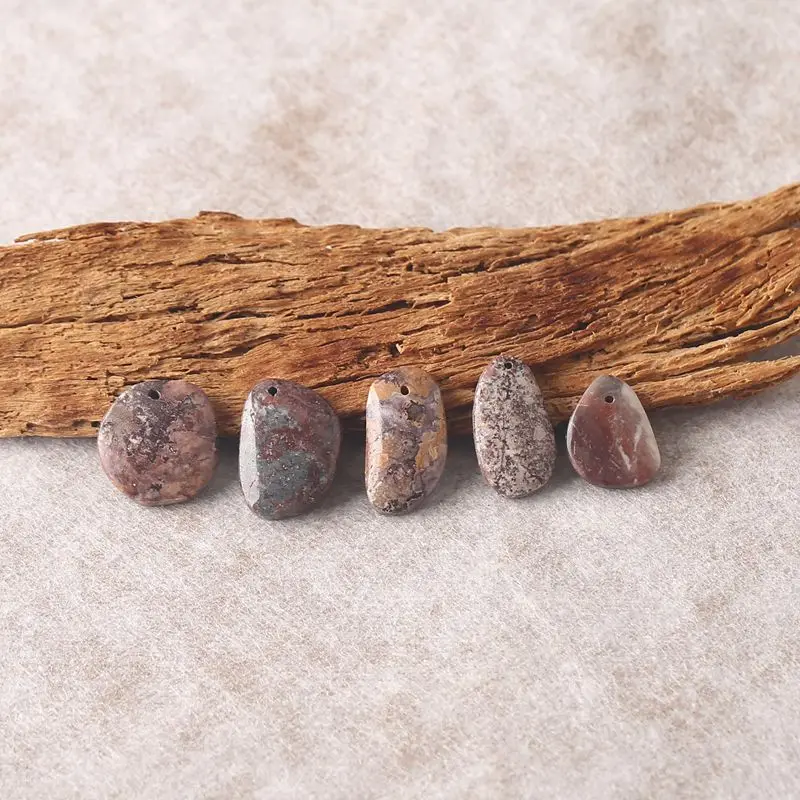 

5 шт. полированные подвески из яшмы шохуа неправильной формы, натуральный землистый многоцветный драгоценный камень для ювелирных изделий в стиле бохо «сделай сам» и многослойные ожерелья