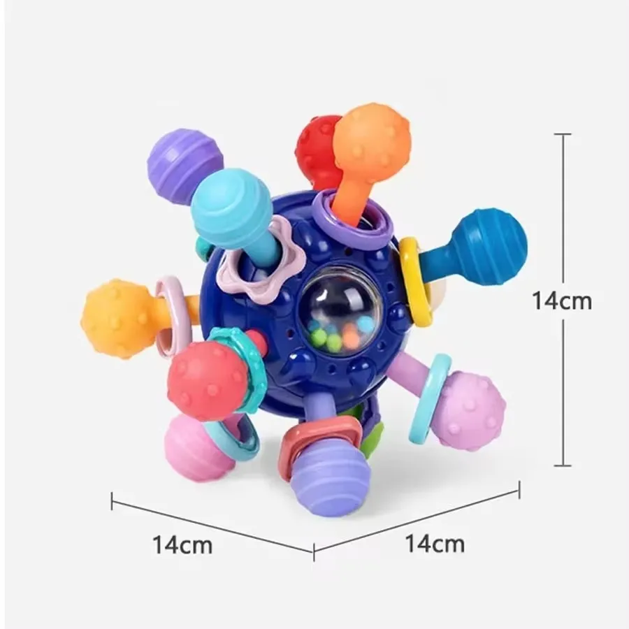 Baby Toys 0 12 Months Rotating Rattle Ball Grasping Activity Baby Development Toy Silicone Rattles Baby Sensory Toys for Babies