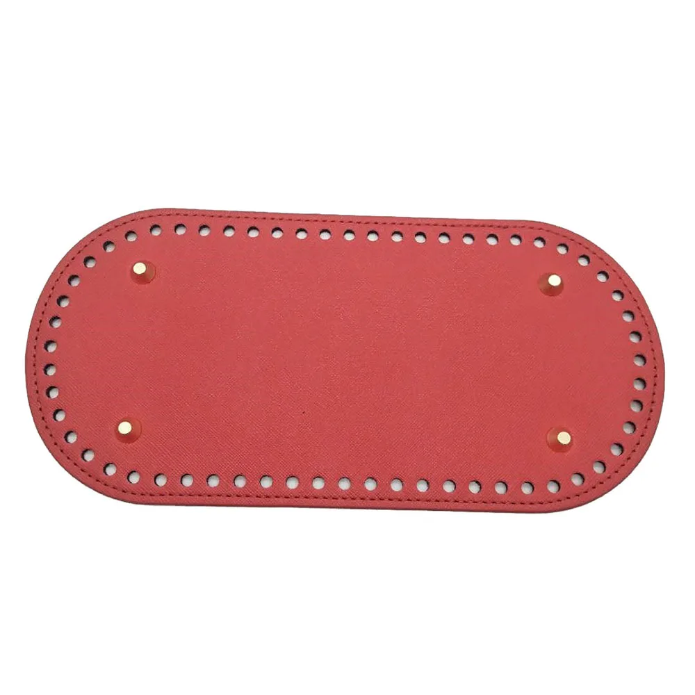 Handmade Long Oval Bottom For Knitted Bags Wear-Resistant Pu Leather Bag Base Bottom With Holes Diy Crochet Bag Accessories