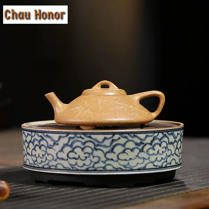 140ml Yixing Purple Clay Teapots Handmade Stone Spoon Pot Raw Ore Five Colours Section Mud Kettle With Strainer Zisha Tea Set