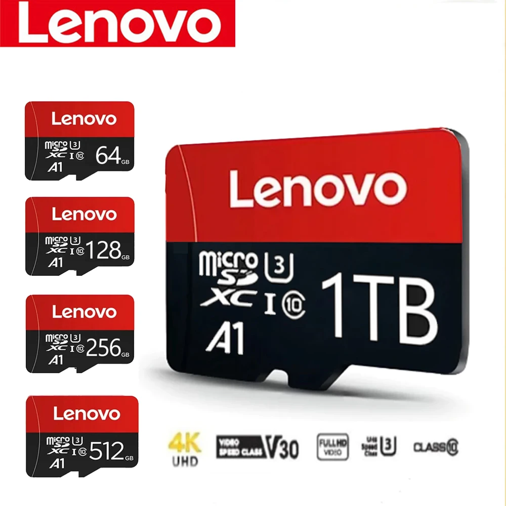 Lenovo Micro SD Card Ultra SD Memory Card 128GB 256GB 32GB 64GB MicroSD U3 A1 TF Flash Card for Xiaomi Phone Camera table PC