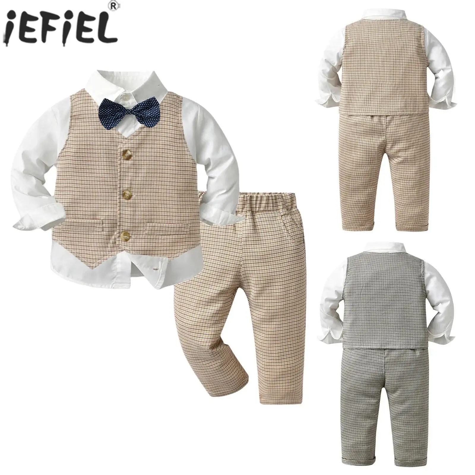 

Детский костюм джентльмена для мальчиков на день рождения, свадьбу, костюм в британском стиле, рубашка с галстуком-бабочкой и брюками, комплект жилета