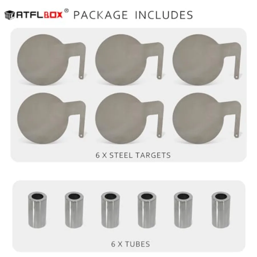 6 Pcs AR500 3 8'' Thick Steel Dueling Tree Targets with 6'' Swing Paddles for Outdoor Shooting Range Durable DIY Metal Target S