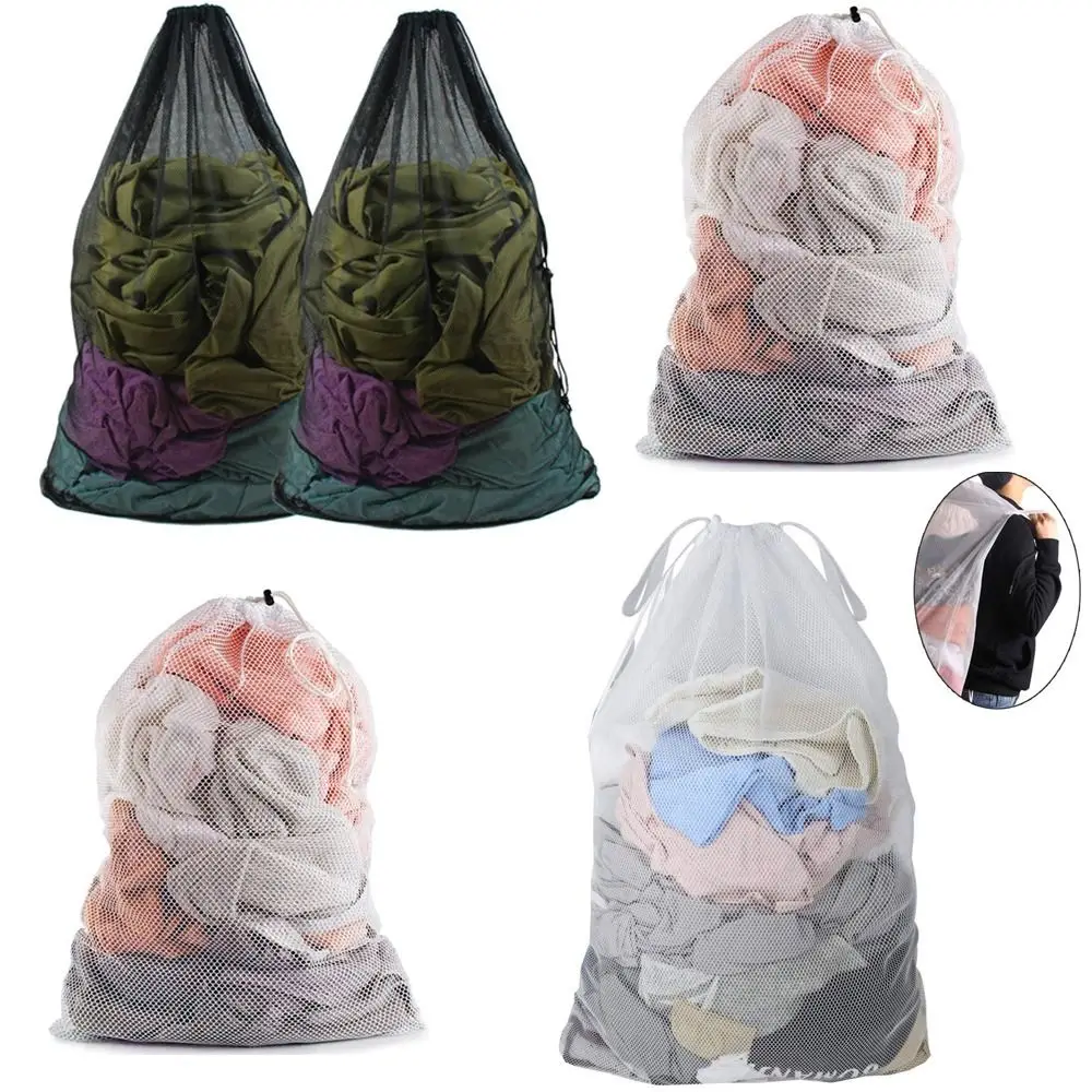 Creative Large Size Storage Laundry Mesh Bag Useful Large Organizer Net Drawstring Wash Sack Washing Laundry Bag Clothes Bags