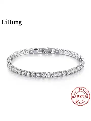 S925 Sterling Silver Bracelet Zirconia Tennis Ball Women Fashion Simple Engagement Wedding Charm Jewelry 4mm 16-20cm