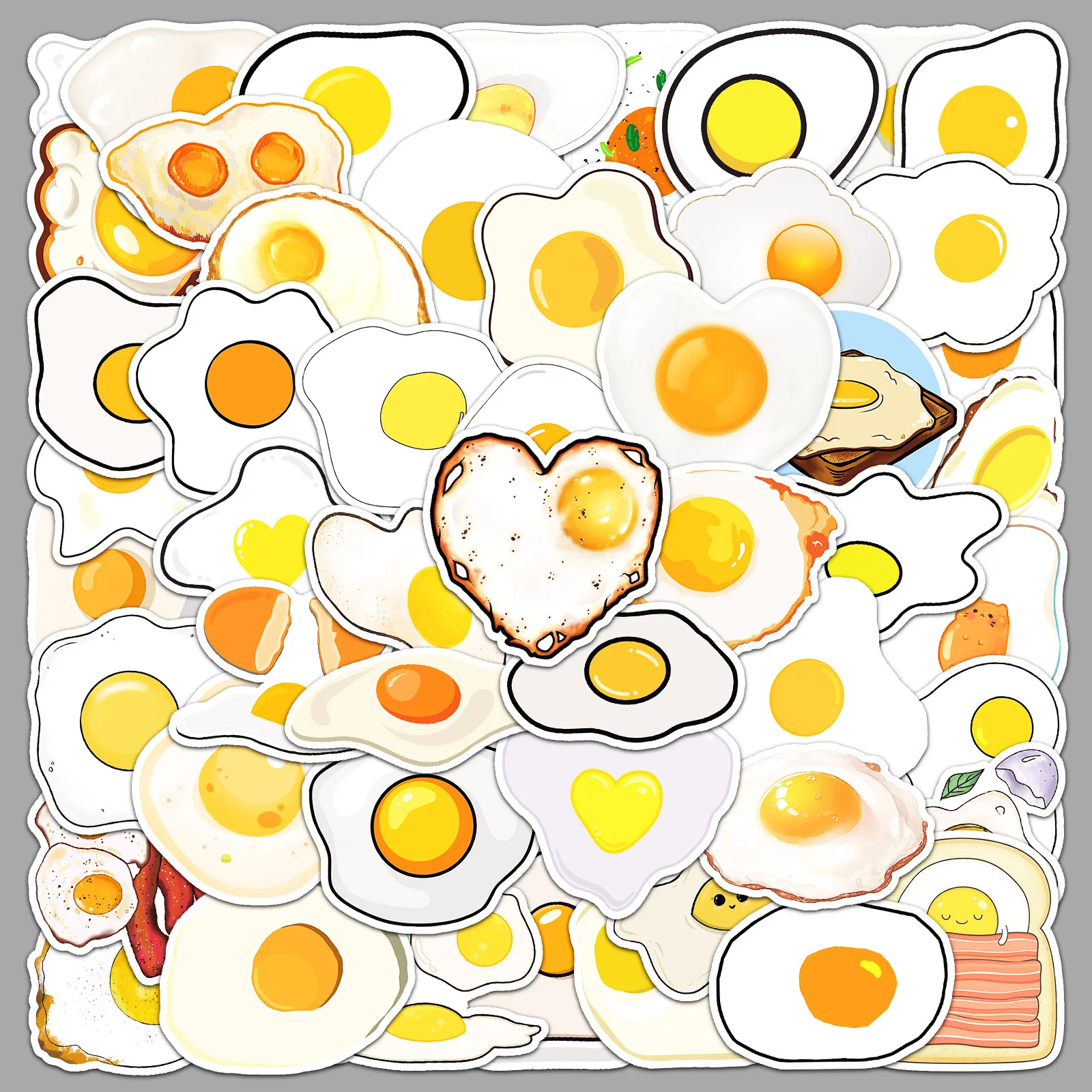 50 قطعة ملصقات الكرتون البيض لطيف صفار ملصق البيض المقلي الكتابة على الجدران لعبة DIY بها بنفسك الأمتعة المحمول سيارة دراجة سكيت الشارات ألعاب أطفال هدية