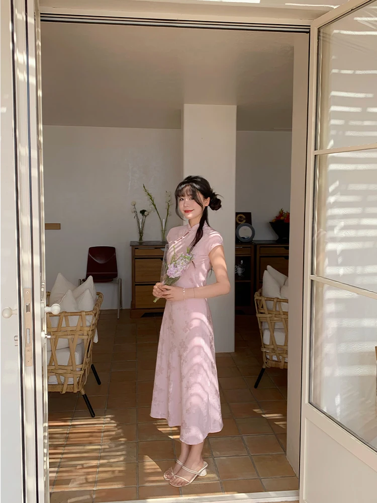 

Xija Qingguangiao Small Size Embroidered Dress Summer New Chinese Style Women's Dress Retro Style Long Skirt