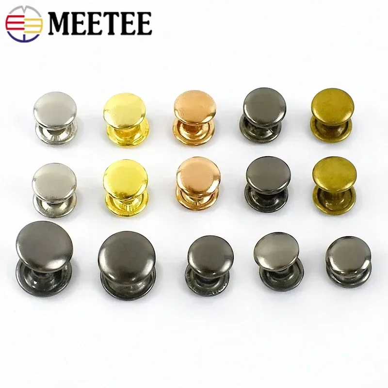 

100Sets Meetee 6/8/10mm Metal Double Cap Rivet Studs Button Leather Bag Strap Nail Buckle Pet Collar Clasp Hardware Accessories