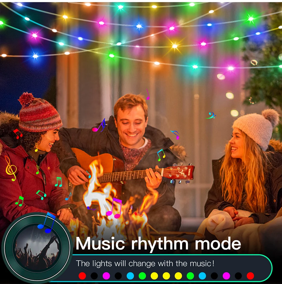 10M 20M RGBIC Dream Color LED Copper Wire String Lights 5M USB Fairy Lights Bluetooth Colorful Wedding Christmas Tree Decor Lamp