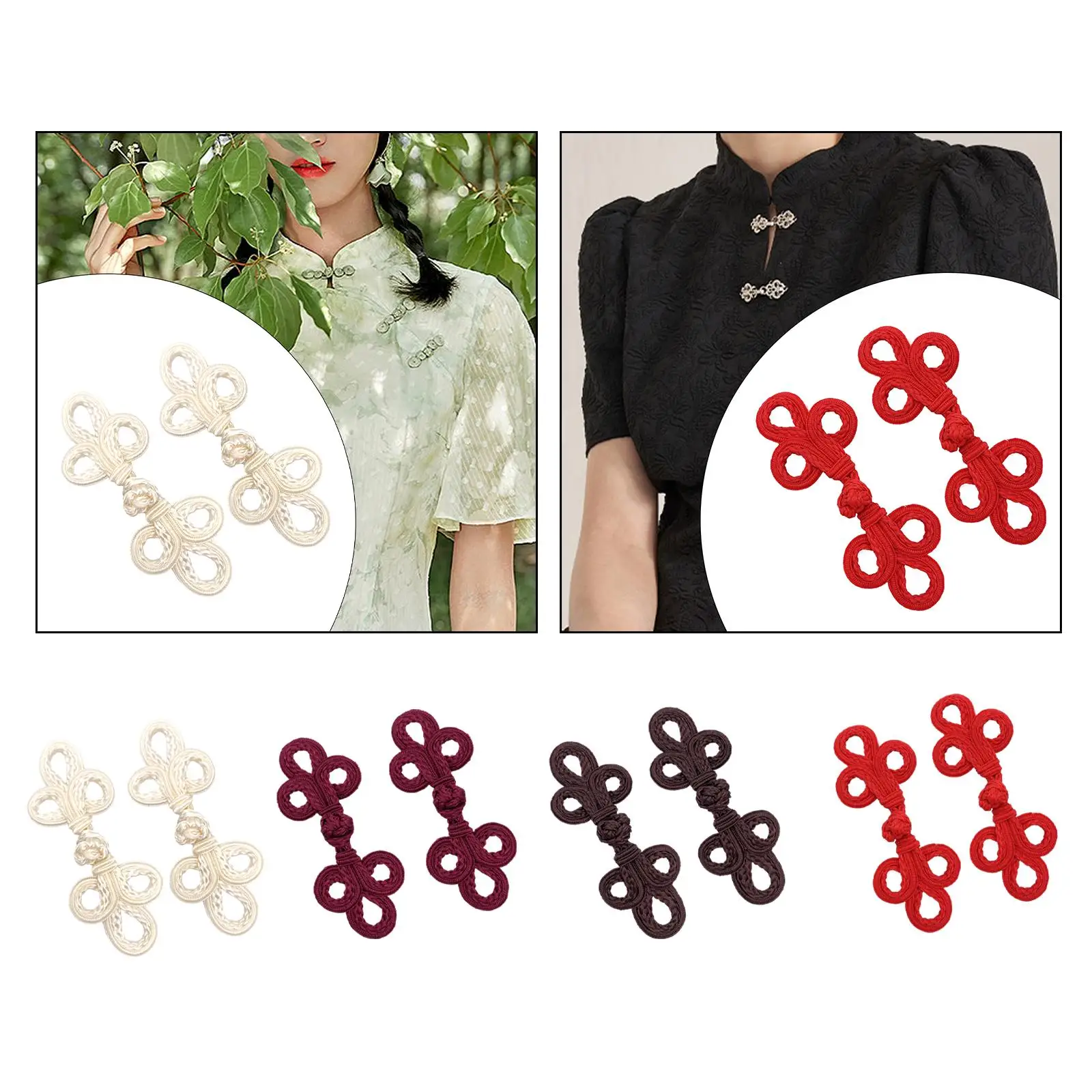 2 Pairs Chinese Knot Frog Buttons Traditional Decorative Chinese Frog Closure Chinese Closure Buttons for Hanfu Coats Sweater