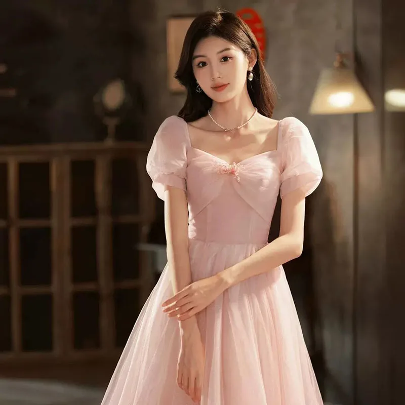 

2025 Luxurious Pink Evening Dress Adult School Reunion For Women Elegant Long Party Homecoming Dress