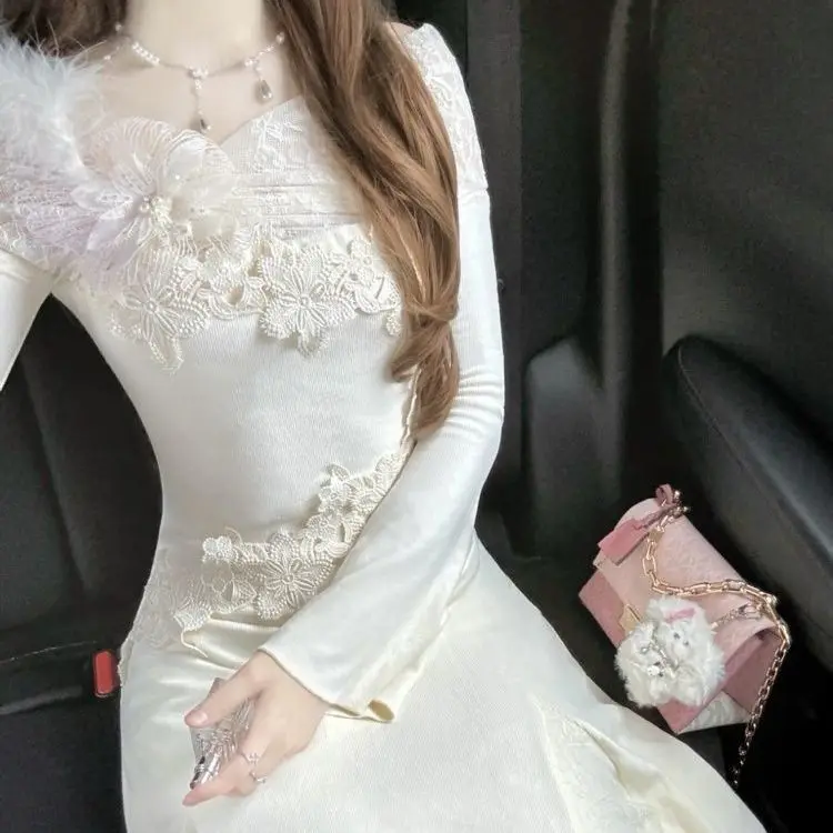 

Autumn gentle wind French beautiful design sense slim fairy skirt atmosphere sense inner skirt super fairy fishtail dress