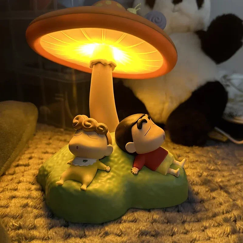 Authentic Mushroom Mood Lamp Crayon Shin Chan Pat Light Cute Bedside Light With Sleeping Night Light Desktop Decorate Cute Gifts