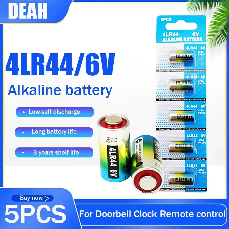 5pcs 4LR44 476A 6V Alkaline Battery PX28A L1325 4AG13 A544V 4034PX 544 4A76 For Bark Stopper Camera Watch Toy Dry Primary Cell