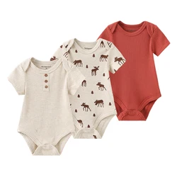 Summer Unisex Baby Bodysuits Cartoon Soft Newborn Boy Girl Onesies 3 Pcs/Lot Infant Clothes