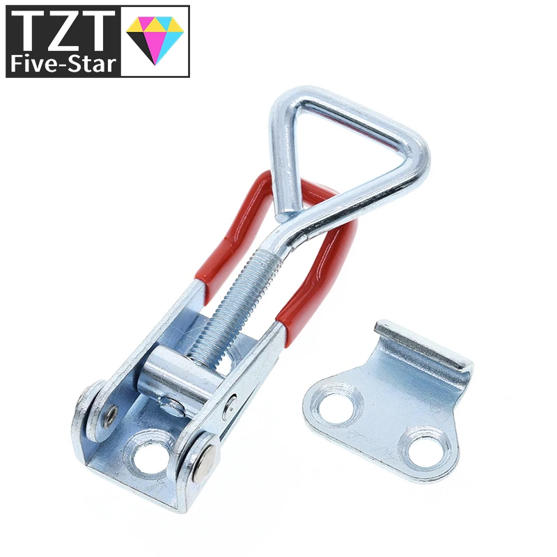 1 Set Adjustable Toolbox Case Metal Toggle Latch Catch Clasp Length Silver+Red For diy