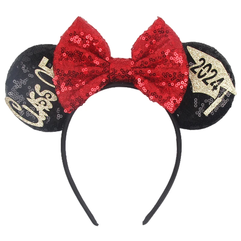 Class Of 2024 Graduation Disney Mouse Ears Headband Happy New Year Hairband Festival Party Dress Up DIY Hair Accessories