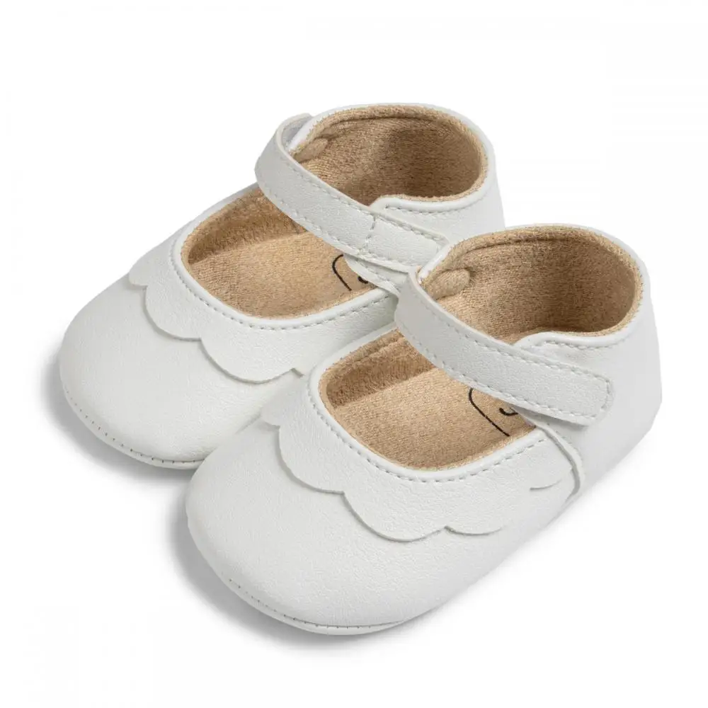 Spring Autumn New Female Baby Newborn First Day Walking Shoes Pu Lace Princess Shoes Baby Anti-Slip Soft Rubber Soles Flat Sole