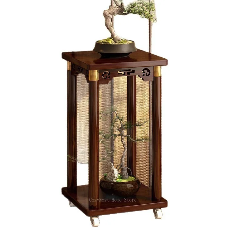 Solid Wood Multi-Tier Plant Stand, Chinese Style Flower Shelf for Balcony & Living Room, Indoor Display Rack